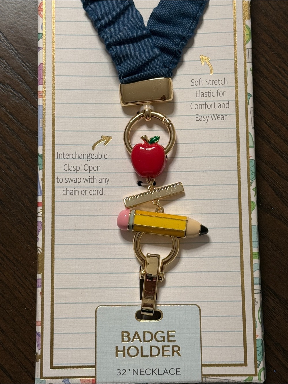 True to Form Teacher Badge Holder elastic necklace lanyard